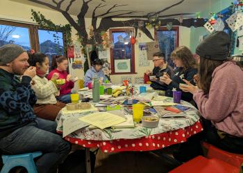 Group sitting around a table