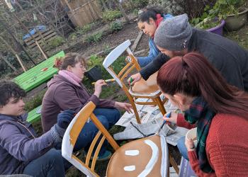Group painting chairs