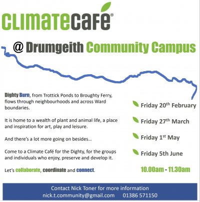 Poster of Dighty Climate Cafe with information about dates and purpose