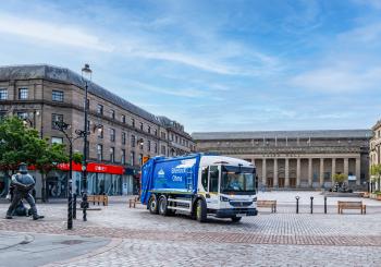 Electric HGV called Sherlock Ohms in Dundee City Centre